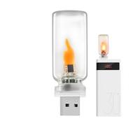 Genérico LED Flame Bulb - 6.4cm USB Ambient Lamp | 5V 0.5W Retro Glass Mini Light - Yellow Glow | Transparent Frosted Decorative Night Lighting - Car Camping Holiday Party Bedroom