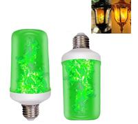 Genérico LED Flame Effect Light Bulbs,LED Flame Light Bulb with Gravity Sensing,e27 base,flickering flame night light Outdoor with 4 mode,for Porch Lights, Halloween Party Decorations(2PCS) (Green)