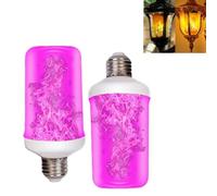 Genérico LED Flame Effect Light Bulbs,LED Flame Light Bulb with Gravity Sensing,e27 base,flickering flame night light Outdoor with 4 mode,for Porch Lights, Halloween Party Decorations(2PCS) (Pink)
