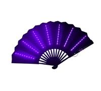 Genérico LED Folding Hand Fan | Lighted Portable Party Accessory Battery Included Large Design | Glowing Dance Prop Festival Stage Photography Costume Tool | Bar Club Carnival Performance Atmo