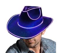 Genérico LED Light Up Cowboy Hat 37cm Glow Party Headwear Battery Operated | Colorful LED Rim With Flash Modes For Western Themed Parties And Festivals. Great For Costumes, Concerts, And Fun Events.