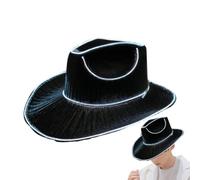 Genérico LED Light Up Cowboy Hat 37cm Glow Party Headwear Battery Operated | Colorful LED Rim With Flash Modes For Western Themed Parties And Festivals. Great For Costumes, Concerts, And Fun Events.