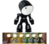 Genérico LED Mini Night Light Robot - Lonely Robot Cartoon Cute Robot Design, Companion Table Light for Bedroom Desk Home Mood Decor (Black)