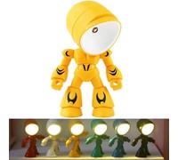 Genérico LED Mini Night Light Robot - Lonely Robot Cartoon Cute Robot Design, Companion Table Light for Bedroom Desk Home Mood Decor (Yellow)