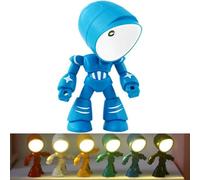 Genérico LED Mini Night Light Robot - Lonely Robot Cartoon Cute Robot Design, Companion Table Light for Bedroom Desk Home Mood Decor (Blue)