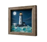 Genérico LED Sea Glass Frame Box - Soft Glow Wooden Decoration Good Meaning, 8.46x8.46x1.45 Inch Nautical Beach Decor Ambient Lamp for Living Room, Study Room Coffee Shop,Bookshelf