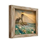 Genérico LED Sea Glass Frame Box - Soft Glow Wooden Decoration Good Meaning, 8.46x8.46x1.45 Inch Nautical Beach Decor Ambient Lamp for Living Room, Study Room Coffee Shop,Bookshelf