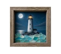 Genérico LED Sea Glass Shadow Box 21.5x21.5x3.7cm 570g | Coastal Wall Decor With Resin Stones | DIY Nautical Night Light For Bedroom Living Room