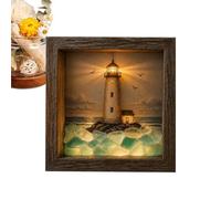 Genérico LED Sea Glass Shadow Box 21.5x21.5x3.7cm 570g | Coastal Wall Decor With Resin Stones | DIY Nautical Night Light For Bedroom Living Room