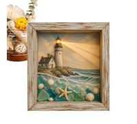 Genérico LED Sea Glass Shadow Box Soft Glow Wooden Decoration Good Meaning