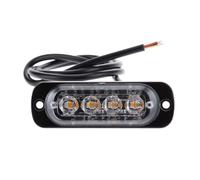 Genérico LED Strobe Lights - 4-LED Amber Super Bright Warning Light For Vehicles Trucks, 12V-24V Waterproof Beacon Hazard Flash Strobe Light Bar With 19 Patterns, Durable Aluminum