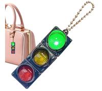 Genérico LED Traffic Signal Keychain - Mini Electronic Light, Pedestrian Car Key Holder with Flashing LED for Students, New Drivers, Men Women Key Ring Accessory Fun Gadget