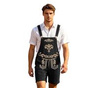 Genérico Lederhosen Oktoberfest Hombre Mono tradicional para Trachten Pantalón Disfraz Traditional Bávaro Traje Lederhose la Fete de la Cerveza Disfraz Adulto Carnaval, Negro , XXL