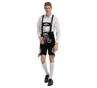 Genérico Lederhosen Oktoberfest Hombre Pantalones con Tirantes Traje Bávaro con Bordado Tradicional Enlaces Ajustables A Tobillos para Fiesta de Cerveza Oktoberfest Cosplay Carnaval, Negro , M