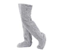 Genérico Leeope Goose down Knee Socks for Christmas, Winter Warm Long Fuzzy Thigh High Socks,Plush Knee High Sock (Light Gray)