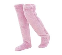 Genérico Leeope Goose down Knee Socks for Christmas, Winter Warm Long Fuzzy Thigh High Socks,Plush Knee High Sock (Pink)