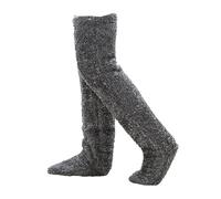 Genérico Leeope Goose down Knee Socks for Christmas, Winter Warm Long Fuzzy Thigh High Socks,Plush Knee High Sock (Dark Gray)
