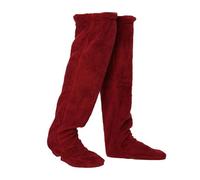 Genérico Leeope Goose down Knee Socks for Christmas, Winter Warm Long Fuzzy Thigh High Socks,Plush Knee High Sock (Red)