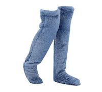 Genérico Leeope Goose down Knee Socks for Christmas, Winter Warm Long Fuzzy Thigh High Socks,Plush Knee High Sock (Blue)