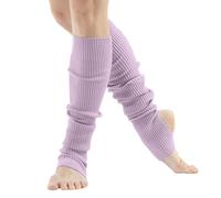 Genérico Leg Warmers For Women Dance & Yoga | Open Toe & Heel Dance Socks | Eighty’s 80s Ribbed Party Socks | Warm Sports Socks (Light Purple, One Size)