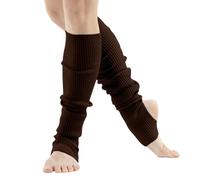 Genérico Leg Warmers For Women Dance & Yoga | Open Toe & Heel Dance Socks | Eighty’s 80s Ribbed Party Socks | Warm Sports Socks (Coffee, One Size)