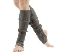 Genérico Leg Warmers For Women Dance & Yoga | Open Toe & Heel Dance Socks | Eighty’s 80s Ribbed Party Socks | Warm Sports Socks (Dark Gray, One Size)