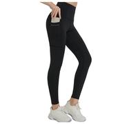 Genérico Leggings a Vita Alta Pantaloni da Yoga con Tasche Leggings per Donna Collant a Prova di Squat da Allenamento (Black, L)