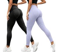 Genérico Leggings de compresión 3D Cellulite Slimming Leggings Women High Waist Seamless Push Up Opaque Sport Pants para Yoga y Fitness (Light Purple-D, L)
