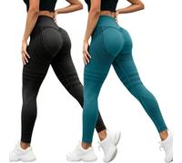 Genérico Leggings de compresión 3D Cellulite Slimming Leggings Women High Waist Seamless Push Up Opaque Sport Pants para Yoga y Fitness (Green #2, L)