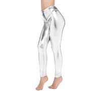 Genérico Leggings de Cuero Delgado para Mujer con Diseño de Interés y Elasticidad Superior para una Silueta Atractiva (Silver, M)