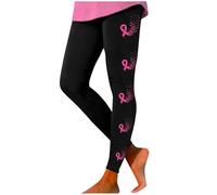 Genérico Leggings Haute pour Femmes, Pantalons de Yoga Extensibles et Confortables quotidien, imprimés pour le mois de sensibilisation Cancer du Sein (Black, M)