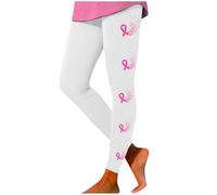 Genérico Leggings Haute pour Femmes, Pantalons de Yoga Extensibles et Confortables quotidien, imprimés pour le mois de sensibilisation Cancer du Sein (White, M)