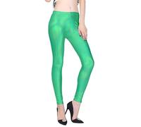 Genérico Leggings Mujer Plus Size de piel sintética metalizada brillante con efecto y comodidad elástica, menta verde., L
