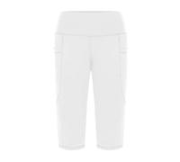 Genérico Leggings para Mujer hasta la Rodilla Capris Leggings para Ejercicio de Yoga Informal Capris con Bolsillos (White, S)