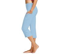 Genérico Leggings Running Mujer - Pantalones Capri Mujer Cintura Alta Entrenamiento Yoga Leggings Bolsillos Corte Recto Ajustados Ideales Gimnasio Uso Diario Vacaciones