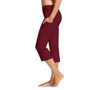 Genérico Leggings Running Mujer - Pantalones Capri Mujer Cintura Alta Entrenamiento Yoga Leggings Bolsillos Corte Recto Ajustados Ideales Gimnasio Uso Diario Vacaciones