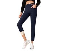 Genérico Leggins Deportivos Mujer - Yoga Leggings para Mujer Leggings térmicos de Invierno Informales y cálidos elásticos de Cintura Alta Capri para Entrenamiento (Navy L)