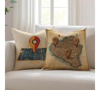 Genérico Lejnlnng Set de 2 Mapa Fundas para Cojines Sofá de Exterior - Fundas Cojines 40x40cm Lino Impermeable Cojines Sofa con Cierre Invisible, para Jardín, Terraza, Cama y Salón JL-4497