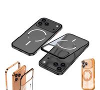 Genérico Lekcase Phone Case, Lekcase for iPhone 17 Series Metal Frame Frosted Magnetic Phone Case, Matte Backplate Magnetic Suction Shell, for 13/14/15/16/17 Complete Series (Black,17 PROMAX)