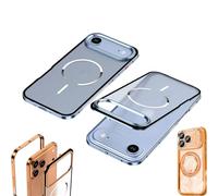 Genérico Lekcase Phone Case, Lekcase for iPhone 17 Series Metal Frame Frosted Magnetic Phone Case, Matte Backplate Magnetic Suction Shell, for 13/14/15/16/17 Complete Series (Gray,14 PROMAX)