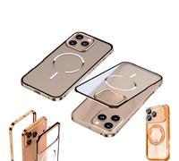 Genérico Lekcase Phone Case, Lekcase for iPhone 17 Series Metal Frame Frosted Magnetic Phone Case, Matte Backplate Magnetic Suction Shell, for 13/14/15/16/17 Complete Series (Brown,14 PROMAX)