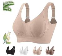 Genérico Lekxagabo Bra, Women's Ribbed Adjustable Wireless Bra, Super Firming Wire-Free Push Up Bras, Sculpted Curve (Khaki,XL)