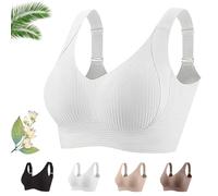 Genérico Lekxagabo Bra, Women's Ribbed Adjustable Wireless Bra, Super Firming Wire-Free Push Up Bras, Sculpted Curve (White,M)
