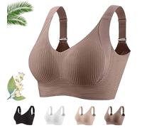 Genérico Lekxagabo Bra, Women's Ribbed Adjustable Wireless Bra, Super Firming Wire-Free Push Up Bras, Sculpted Curve (Brown,3XL)