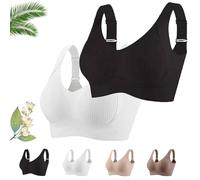 Genérico Lekxagabo Bra, Women's Ribbed Adjustable Wireless Bra, Super Firming Wire-Free Push Up Bras, Sculpted Curve (White+Black,XL)