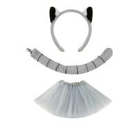 Genérico Lemur Costume Headband with Ears and Tail, Animal Dress-Up Accessories for Kids Boys Cosplay Party Halloween Stage Events Carnival Masquerade or Holiday Performances