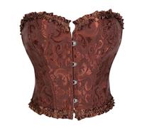 Genérico Lencería Bustier corta con cierre de encaje en la parte delantera, corsé moldeador para una comodidad sin costuras y un atuendo todo el día, marrón, M
