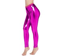 Genérico Lencería De Embarazo Polainas De Cuero Brillante De Interés Sexy Delgado De Color Puro Para Mujeres Sexo Traje, rosa fuerte, XXL