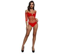 Genérico Lenceria Eroctica Body Sexy Mujer Talla Grande Lencería de Mujer Manga Larga Body de Rejilla Interior Peluche Malla Sexy Conjunto Lenceria Vestido para Sexo (Red,One Size)