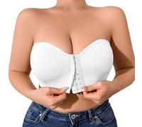 Genérico Lencería Femenina Push Up Sin Aros Bralette Sujetador con Aros Sostén Aros Sin Relleno Cuello En V Prenda Íntima(White, XXL)